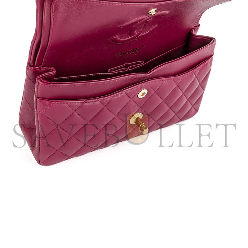 Ch**el master burgundy lambskin classic small double flap bag (23*14*6.5cm)